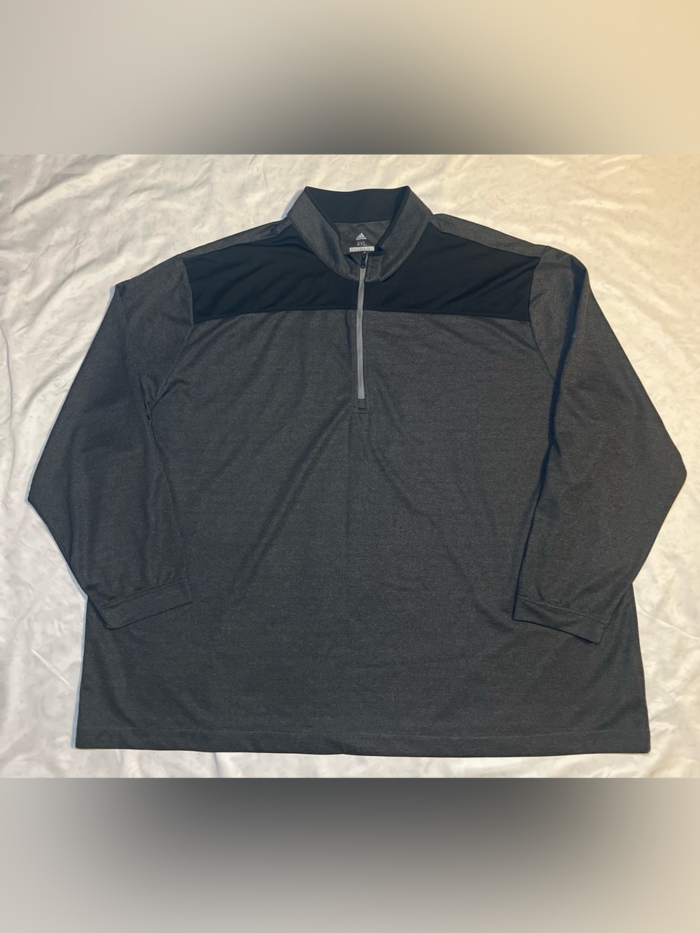 Adidas Men’s Quarter Zip Golf Pull Over Sweater, Gray, 4XL